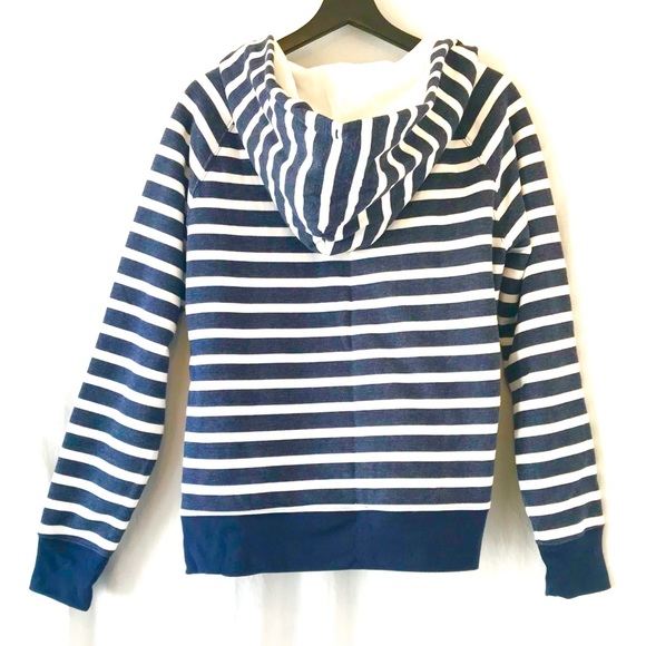 GAP NWOT Navy/White Striped Full Zip Sweatshirt - Picture 2 of 8